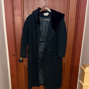L.L. Bean Black Trench Coat with Quilted Lining